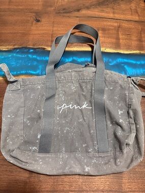 PINK Canvas Tote Bag in Charcoal with Speckled Detail
